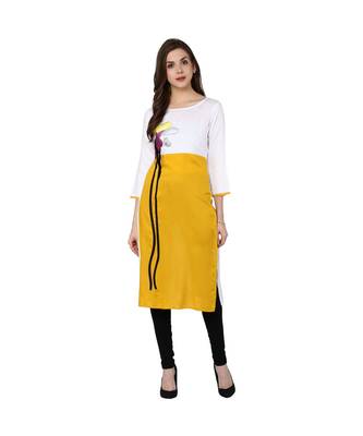 white embroidered rayon stitched kurti 2
