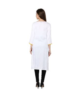 white embroidered rayon stitched kurti 3