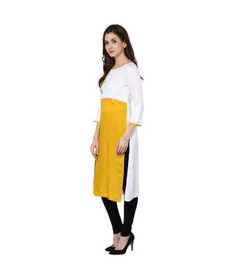 white embroidered rayon stitched kurti 4