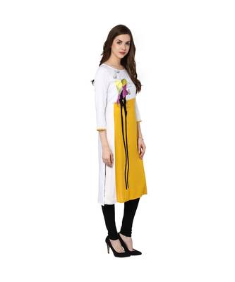white embroidered rayon stitched kurti 5