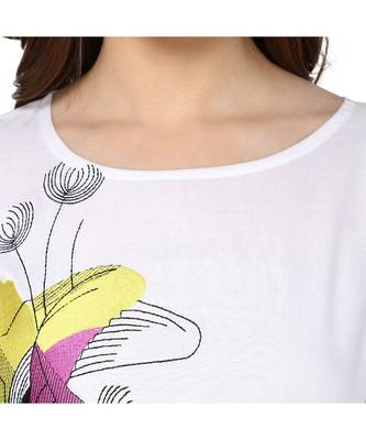 white embroidered rayon stitched kurti 6