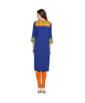 blue printed cotton stitched kurti 3