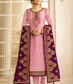 Pink embroidered satin salwar