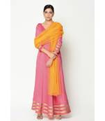 Peach Stripe Border Dress-Suit