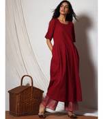Red Kurta with Kota Silk Farshi Pant