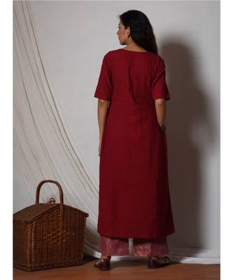 Red Kurta with Kota Silk Farshi Pant 2