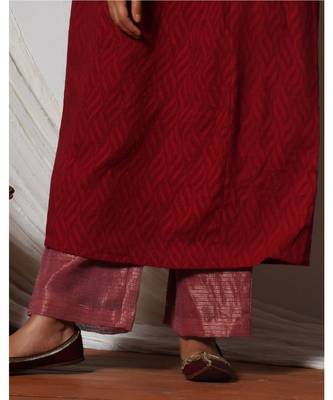 Red Kurta with Kota Silk Farshi Pant 4