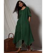 Cocktail Green Flowy Kurta with Kota Silk Farshi Pant