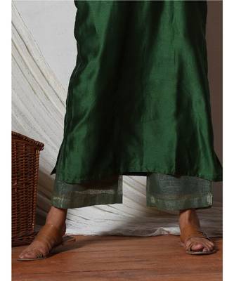 Cocktail Green Jute Kurta with Kota Silk Farshi Pant 4