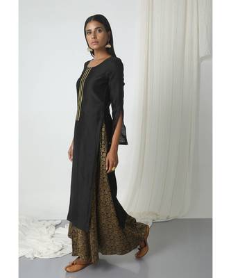 Black Floral Skirt-Kurta 2
