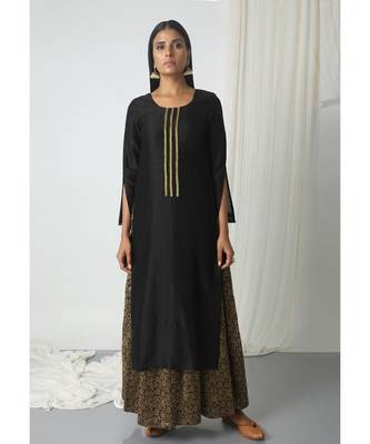 Black Floral Skirt-Kurta 3