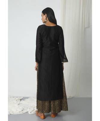 Black Floral Skirt-Kurta 4