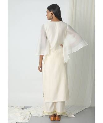 Ivory Chanderi Bell Sleeve Kurta 4