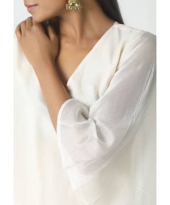 Ivory Chanderi Bell Sleeve Kurta 5