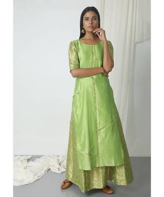Chartreuse Green Brocade Highlight Kurta 2