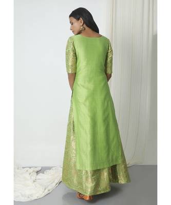 Chartreuse Green Brocade Highlight Kurta 3