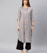 Grey plain rayon kurta