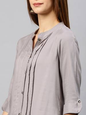 Grey plain rayon kurta 4
