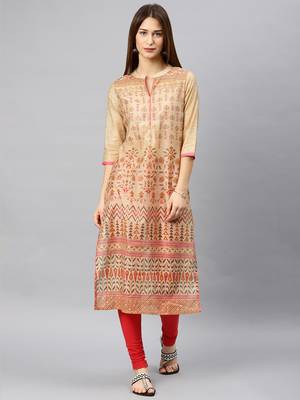 Beige embroidered chanderi kurta 2
