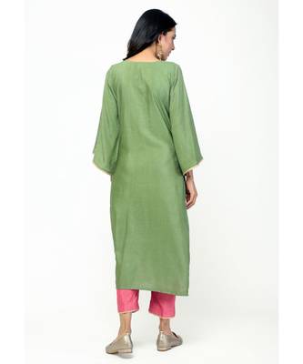Green Peach Kurta Set 3