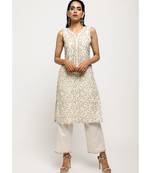 Beige Floral Kurta Set