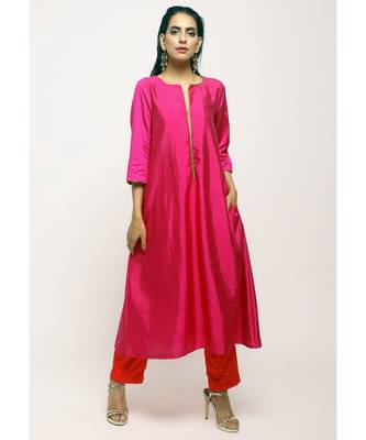 Pink Laced Kurta Set 1