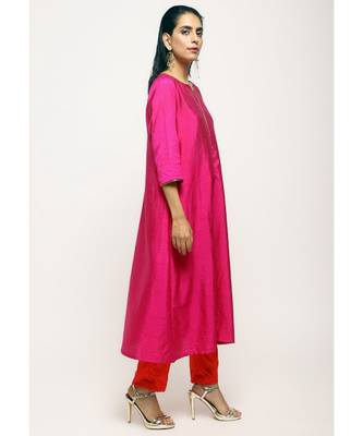 Pink Laced Kurta Set 2