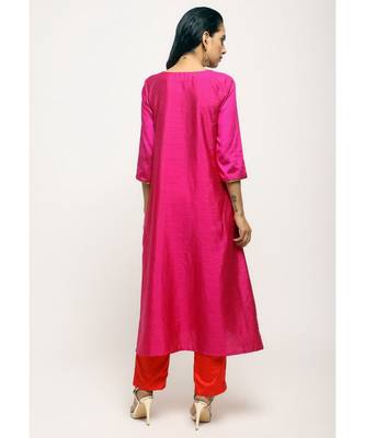 Pink Laced Kurta Set 3