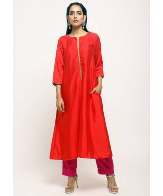 Orange Laced Kurta Set 1
