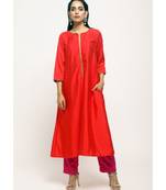 Orange Laced Kurta Set