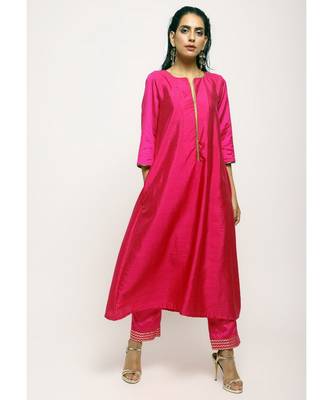 Pink Laced Kurta- Foil Pant 1