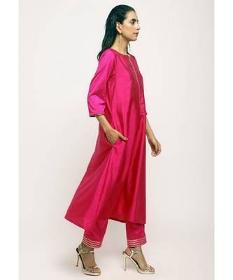 Pink Laced Kurta- Foil Pant 2