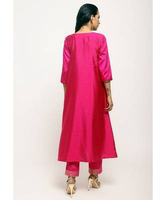 Pink Laced Kurta- Foil Pant 3