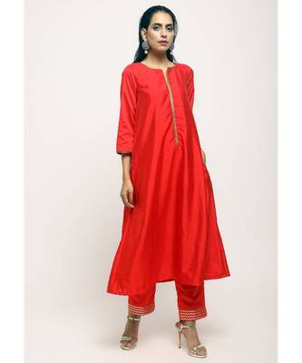 Orange Laced Kurta- Foil Pant 1