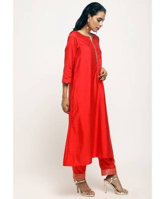 Orange Laced Kurta- Foil Pant 2