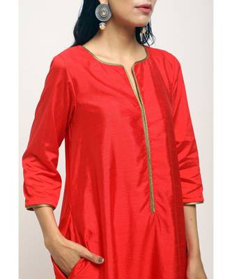 Orange Laced Kurta- Foil Pant 4
