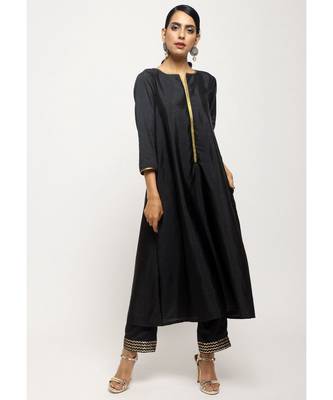 Black Laced Kurta- Foil Pant 1