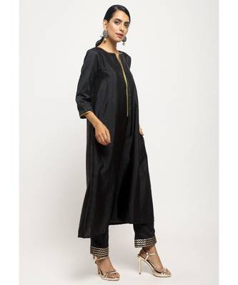Black Laced Kurta- Foil Pant 2