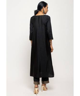 Black Laced Kurta- Foil Pant 3