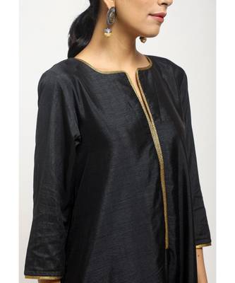 Black Laced Kurta- Foil Pant 4