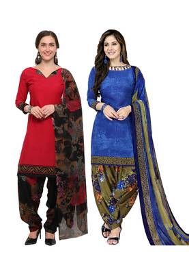 Combo Printed Crepe Salwar With Dupatta (Combo Of 2) 1