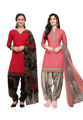 Combo Printed Crepe Salwar With Dupatta (Combo Of 2) 1