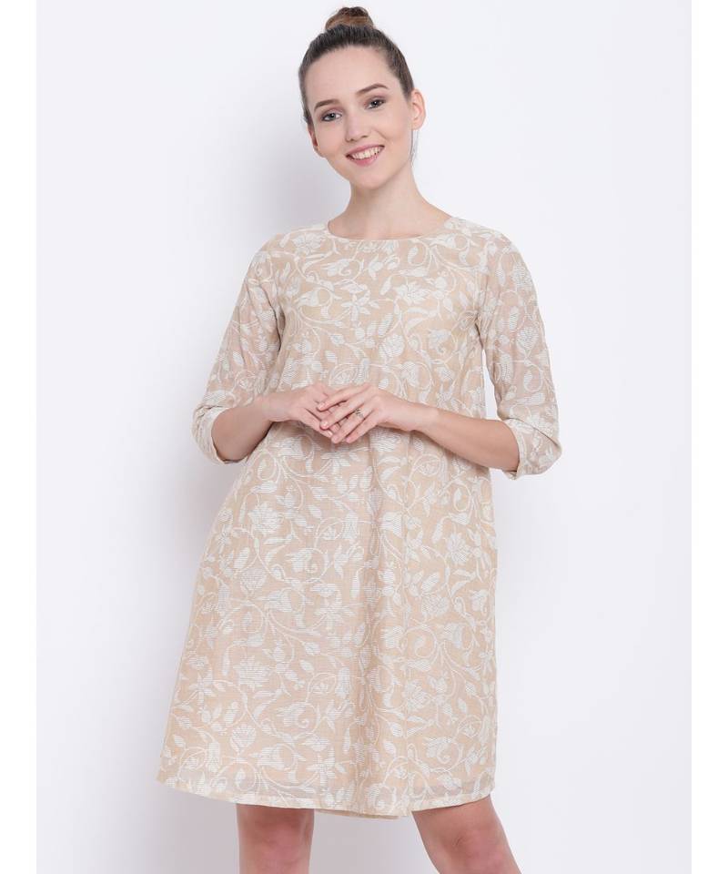 Beige Floral Dress
