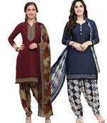 Combo printed crepe salwar with dupatta (combo of 2)