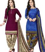 Combo Printed Crepe Salwar With Dupatta (Combo Of 2)