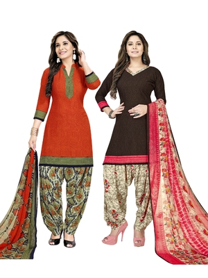 Combo Of 2 Rajnandini Brown And Maroon Crepe Printed Dress Material Combo Of 2 Rajnandini Brown And Maroon Crepe Printed Dress Material