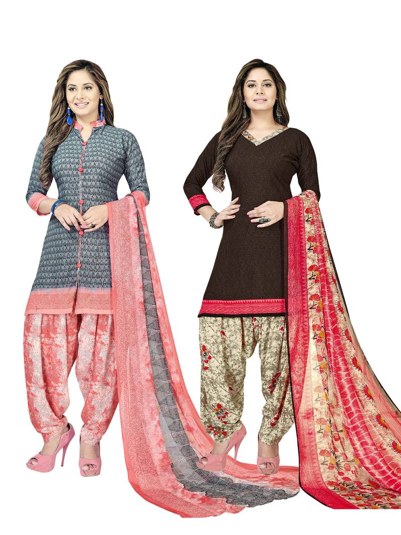 Combo Of 2 Rajnandini Brown And Maroon Crepe Printed Dress Material Combo Of 2 Rajnandini Brown And Maroon Crepe Printed Dress Material