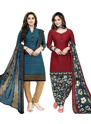 Combo Printed Crepe Salwar With Dupatta (Combo Of 2) 1