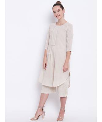 Beige Khadi Lace Kurta-Pant 2