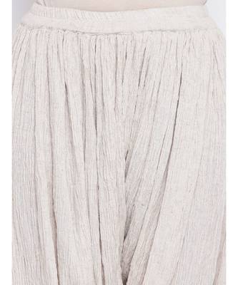 Beige Khadi Lace Kurta- Ruffled Pant 5
